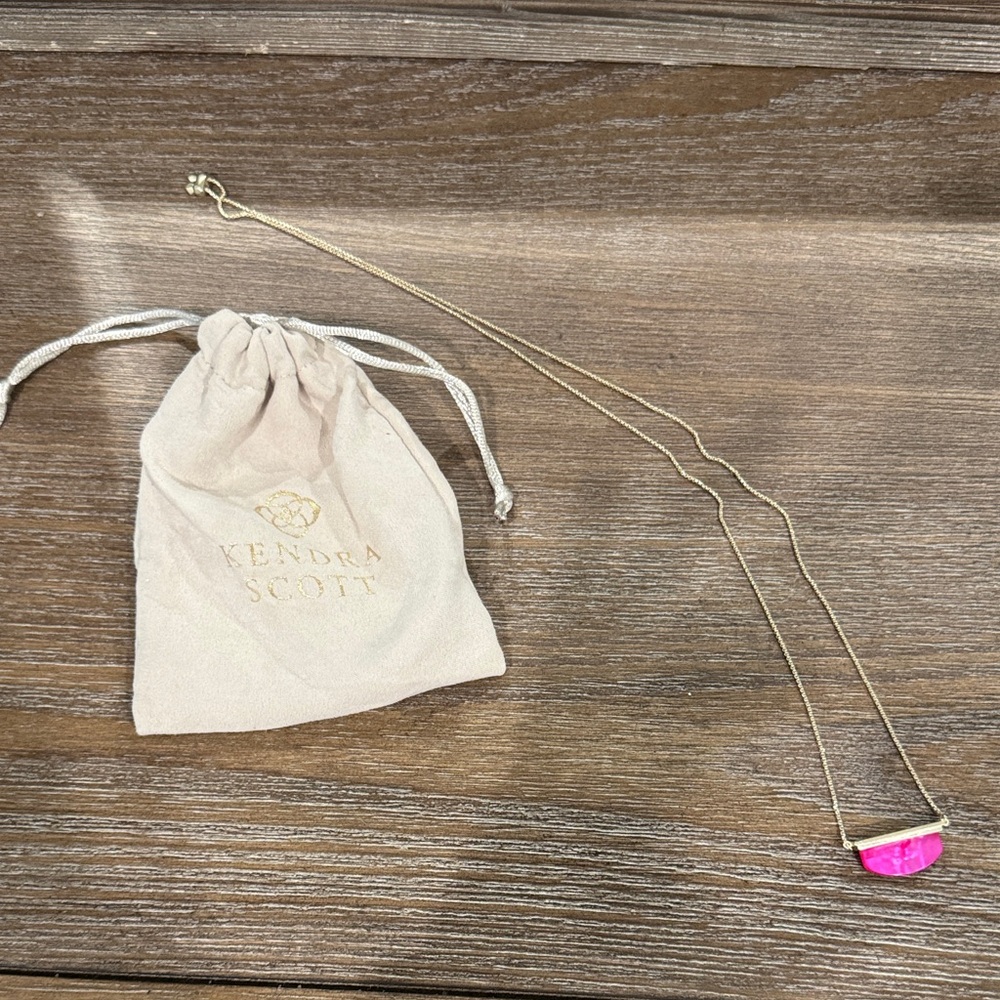 Kendra Scott Gold Necklace with Pink Pendant